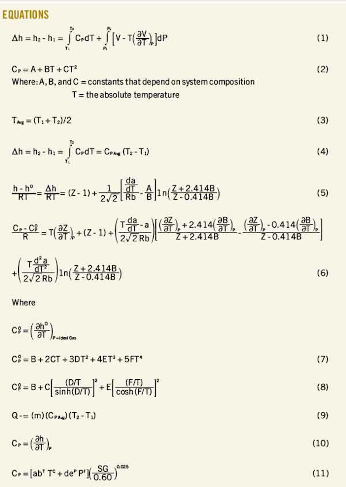 Correlation For Natural Gas Heat Capacity Developed Oil Gas Journal