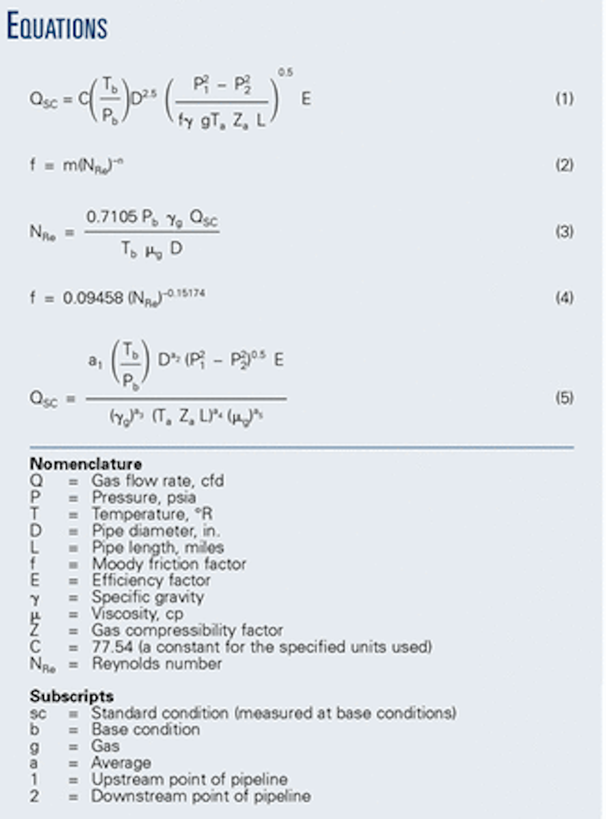 New Approximation Of Friction Factor Developed For General Gas Flow Equation Oil Gas Journal