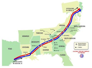 Colonial Pipeline map