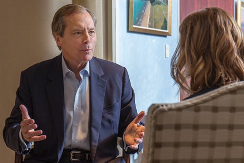 OGFJ's Mikaila Adams talks with David Dewhurst, former Lieutenant Governor of Texas.