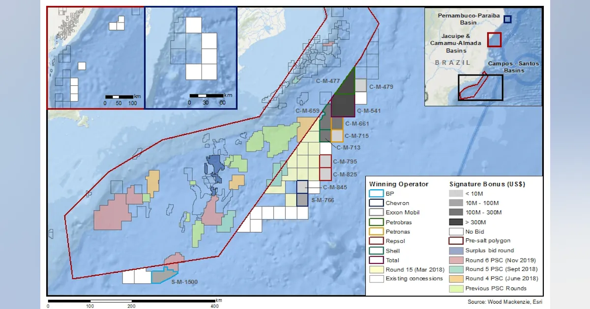 Brazil Rig Count Map Brazilian round draws bids on 12 blocks | Oil & Gas Journal