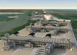 Artist rendering of Freeport LNG facility. In September, Freeport LNG Development LP (FLNG) shipped the first LNG commissioning cargo for Train 1 from its liquefaction facility on Quintana Island in Freeport, Tex. Artist rendering of Freeport LNG facility. In September, Freeport LNG Development LP (FLNG) shipped the first LNG commissioning cargo for Train 1 from its liquefaction facility on Quintana Island in Freeport, Tex.