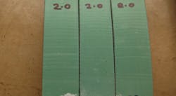 Two-degree bend test failures on UV-exposed coating (Fig. 8). Two-degree bend test failures on UV-exposed coating (Fig. 8).