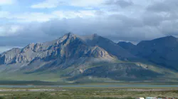 Oil-industry base camp at Galbraith Lake, in the North Slope Borough of Alaska.