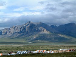 Oil-industry base camp at Galbraith Lake, in the North Slope Borough of Alaska.