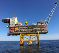 Roughly 55 km north of Sleipner installations in 110 m of water in the Norwegian North Sea, Equinor Energy-operated Gudrun field began producing in April 2014 from the Gudrun platform, which houses processing for partial stabilization of oil and gas before they are sent to the Sleipner A platform for splitting and subsequent transportation to market. Roughly 55 km north of Sleipner installations in 110 m of water in the Norwegian North Sea, Equinor Energy-operated Gudrun field began producing in April 2014 from the Gudrun platform, which houses processing for partial stabilization of oil and gas before they are sent to the Sleipner A platform for splitting and subsequent transportation to market.