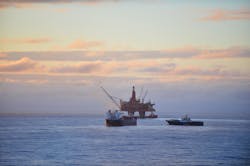 The Statfjord B platform in the North Sea. The Statfjord B platform in the North Sea.