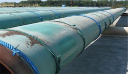 Pipe stored in Little Rock, Ark., was totally exposed to the elements with no UV protection, October 2018 (Fig. 9). Pipe stored in Little Rock, Ark., was totally exposed to the elements with no UV protection, October 2018 (Fig. 9).