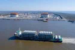 Venture Global LNG has taken delivery of the first two 0.6-million tonne/year (tpy) liquefaction trains at its 10-million tpy Calcasieu Pass LNG plant in Cameron Parish, La.