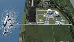 German LNG’s 8-million tpy regasification terminal will feature two storage tanks and two jetties, one for offloading vessels as large as 265,000 cu m and the other used primarily for bunker vessels (Fig. 2). German LNG’s 8-million tpy regasification terminal will feature two storage tanks and two jetties, one for offloading vessels as large as 265,000 cu m and the other used primarily for bunker vessels (Fig. 2).