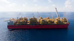 The Prelude FLNG vessel on station 475 km north north-east of Broome.