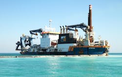 Van Oord&rsquo;s Athena cutter suction-dredger reclaimed 12 million cu m of sand from the Gulf of Mexico to help create 600 hectares of new land on which the Dos Bocas refinery will be built.
