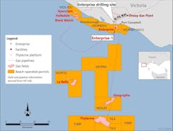 Beach Energy Ltd.&apos;s Enterprise-1 discovery in inshore waters of the Otway basin of western Victoria.
