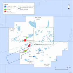 Approximate location of Archer and Keraudren extension 3D surveys.