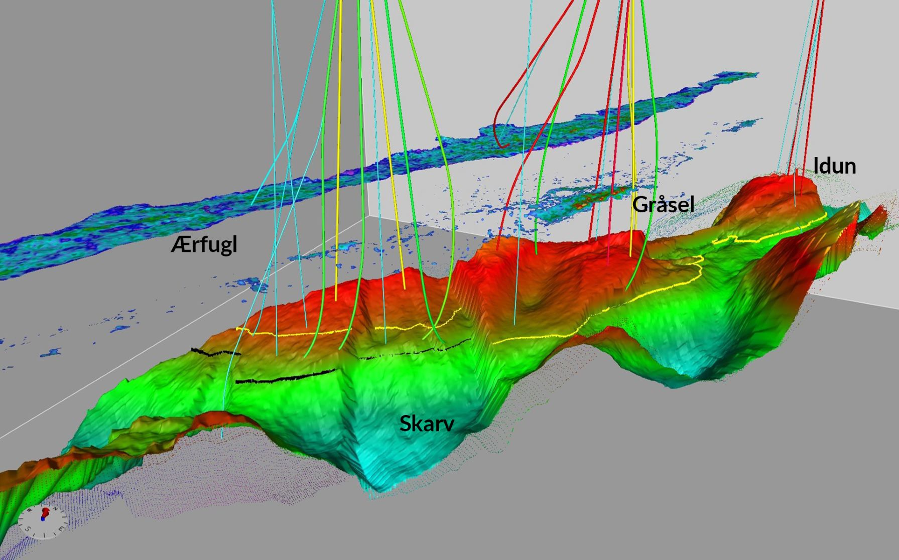 The Gr&aring;sel reservoir, which extends over 7 km and is 2 km wide, lies above the Skarv reservoir in the Norwegian Sea, some 210 km west of Sandnessj&oslash;en.