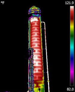 The IR scans allow visibility of liquid’s path through double-pass trays. The IR scans allow visibility of liquid’s path through double-pass trays.