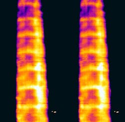 IR scans indicated irregular liquid flow patterns through the plant’s tower. IR scans indicated irregular liquid flow patterns through the plant’s tower.
