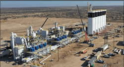 A dry sand plant is under construction in the Permian basin to reduce transport costs of sand. Massive driers on the left side of the photo dry the sand before it’s tightly screened and loaded into the adjacent towers to be handled at the wellsite (Fig 4). A dry sand plant is under construction in the Permian basin to reduce transport costs of sand. Massive driers on the left side of the photo dry the sand before it’s tightly screened and loaded into the adjacent towers to be handled at the wellsite (Fig 4).