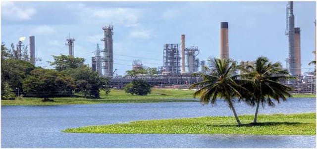 Guaracara Refining Co. Ltd.&rsquo;s currently idled 175,000-b/d Pointe-a-Pierre refinery.
