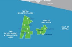 Ghana assets as shown in Kosmos Energy investor presentation Oct. 13, 2021. Ghana assets as shown in Kosmos Energy investor presentation Oct. 13, 2021.