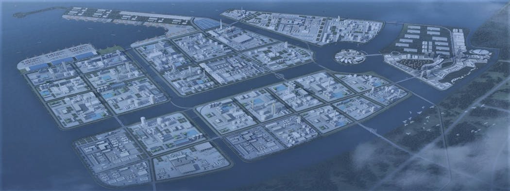 Artistic representation of Phase 1 Yulong Island Refining and Chemical Integrating Project.