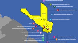 XOM Guyana map with discoveries XOM Guyana map with discoveries