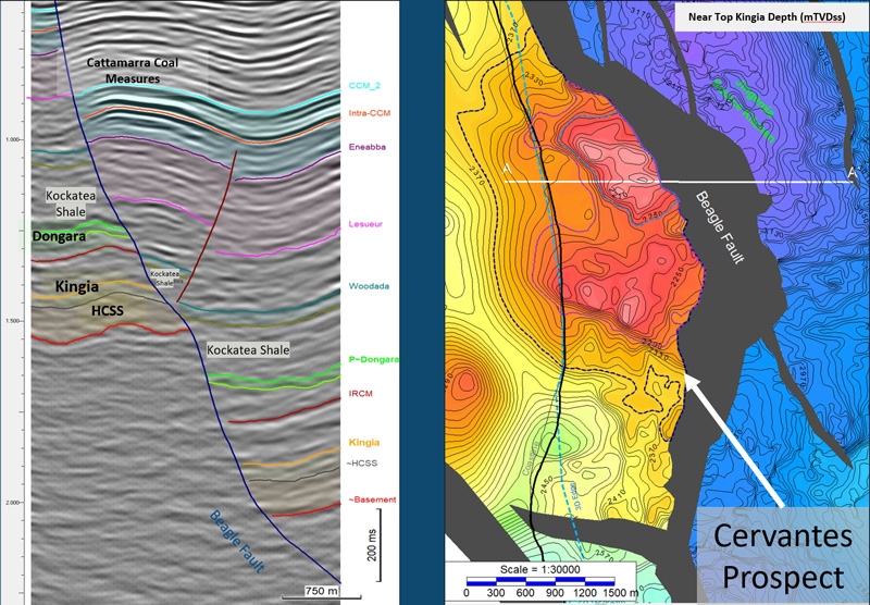 Cervantes prospect onshore Western Australia.