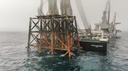 Pioneering Spirit removes CNR International’s Ninian Northern jacket from the North Sea in April 2022.
