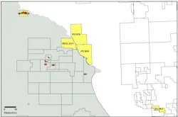 UK offshore licenses P1929 and P2304. UK offshore licenses P1929 and P2304.