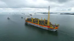 The Liza Unity FPSO in 2021 departing for Guyana. The vessel is one of at least six with a production capacity of more than 1 million b/d of oil (gross) expected to be online on Stabroek block in 2027.