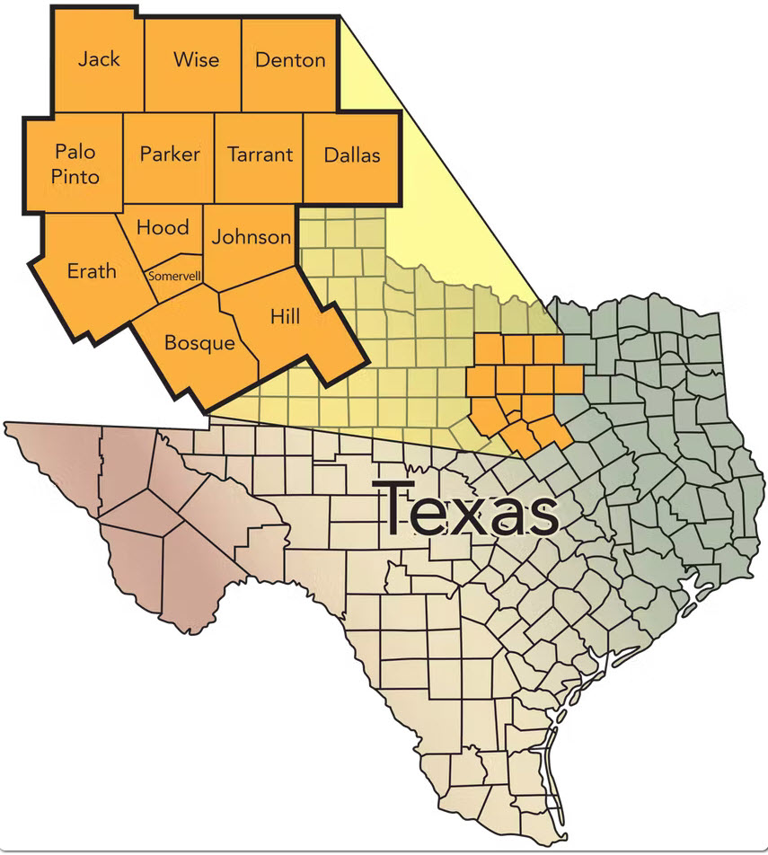 Barnett shale play in Texas.