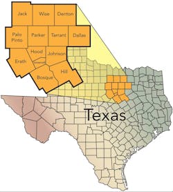Barnett shale play in Texas. Barnett shale play in Texas.