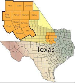 Barnett shale play in Texas.