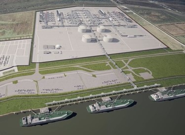 Liquefaction plant rendering from Venture Global LNG.
