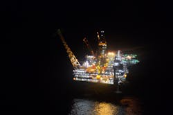 Gudrun platform in Norwegian continental shelf. Gudrun platform in Norwegian continental shelf.