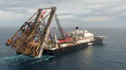 Pioneering Spirit on her way to Norway to deliver the Gyda jacket