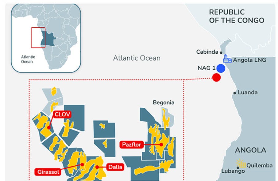 TotalEnergies&apos; map of Angola operations.