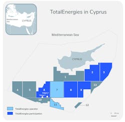 TotalEnergies oil and gas operations map, Cyprus. TotalEnergies oil and gas operations map, Cyprus.