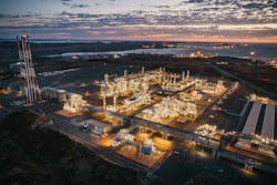 Woodside Energy Group&apos;s existing 3-million tpy Pluto LNG onshore plant in Western Australia.