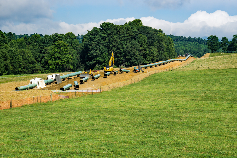 Mountain Valley Pipeline cutting under the Blue Ridge Parkway at Bent Mountain, Virginia, USA on July 26, 2018.