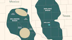 Permian Resources operations map, Permian basin.