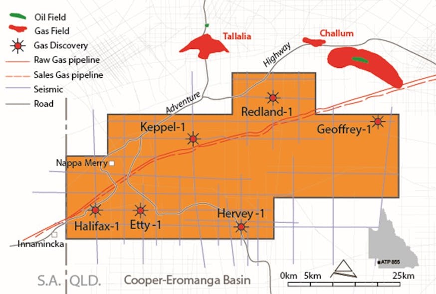 Map of permit ATP 855 in the southwest Queensland sector of Cooper basin.