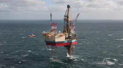 Maersk Resolute jack up drilling rig.