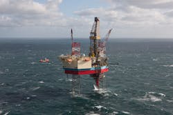 Maersk Resolute jack up drilling rig.