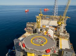 Installed as part of Troll field’s first-phase development, the Troll A platform—a fixed foundation wellhead and compression installation with a concrete substructure—began receiving production from the Troll Vest gas cap in August 2021 with Equinor’s startup of Troll Phase 3. Installed as part of Troll field’s first-phase development, the Troll A platform—a fixed foundation wellhead and compression installation with a concrete substructure—began receiving production from the Troll Vest gas cap in August 2021 with Equinor’s startup of Troll Phase 3.