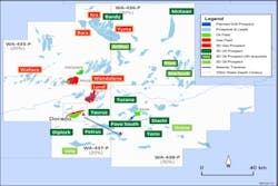 Santos-Carnarvon Bedout subbasin JV map, Western Australia. Santos-Carnarvon Bedout subbasin JV map, Western Australia.