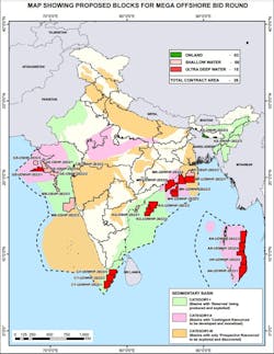 Proposed blocks for offshore bid round, India. Proposed blocks for offshore bid round, India.
