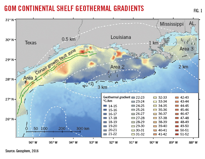 GOM Continental Shelf Geothermal Gradients.