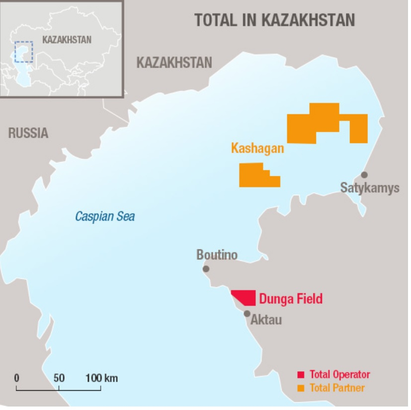 Dunga field map, Kazakhstan.