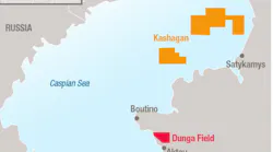 Dunga field map, Kazakhstan.